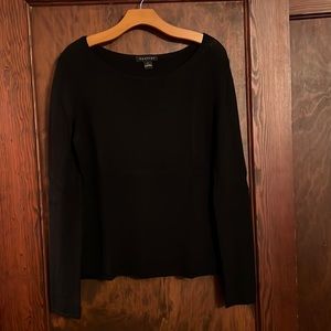 Black cashmere and silk boatneck sweater